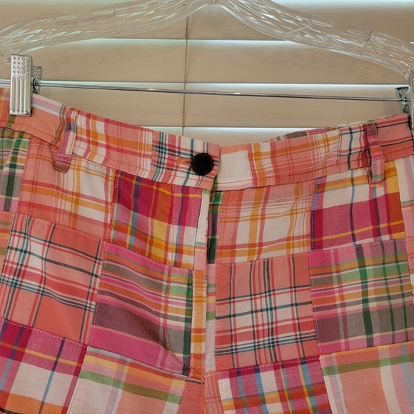 Talbots Chino Shorts Size 14P Madras Plaid Patchwork Colorful Preppy Beach - Picture 4 of 7